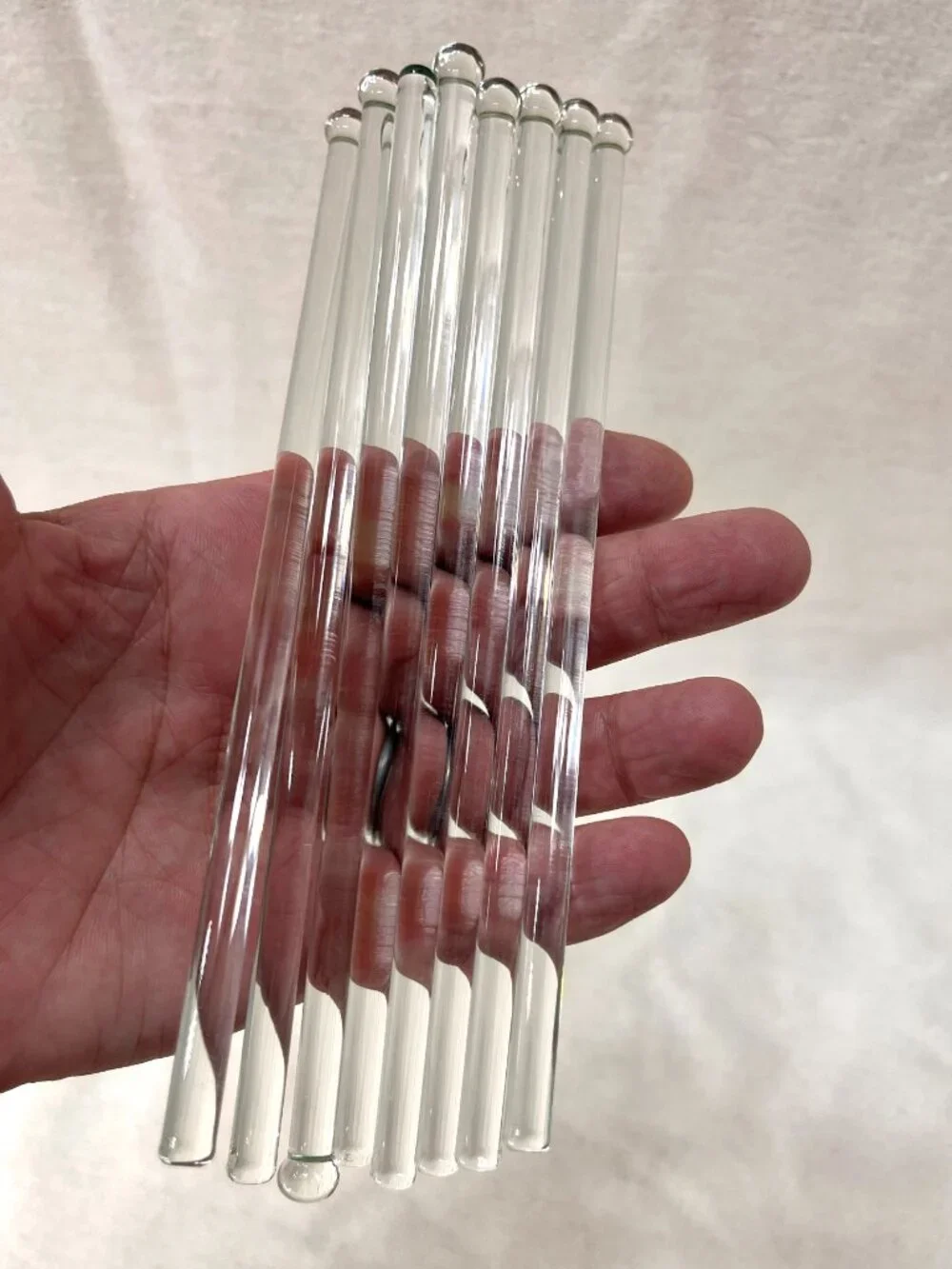 [8] Vintage Clear Glass Cocktail Stir Sticks Stirring Rods Glows Manganese MCM